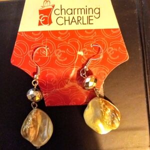 Charming Charlie's Cream Colored Stone dangle earrings